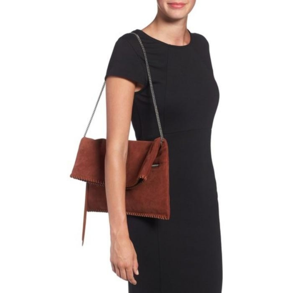 ALL SAINTS Fleur de Lis Foldover Shoulder Bag